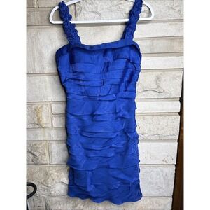Sangria petite‎ ROYAL BLUE evening cocktail party dress tiers Size 10 EUC